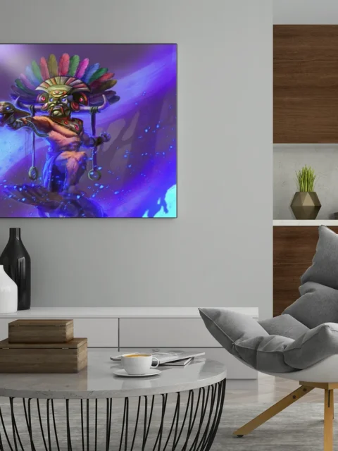 Ceremonial deity surrounded by spectral motion