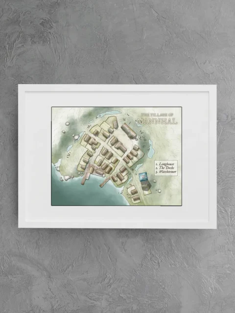 Small seaside settlement map for tabletop play