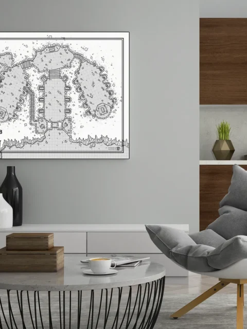Stone tomb interior map designed for tabletop encounters