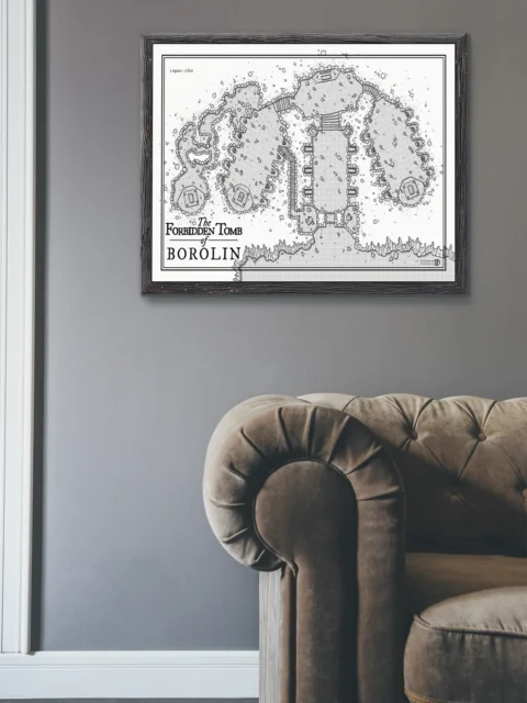 Black and white ruin map of an ancient buried structure