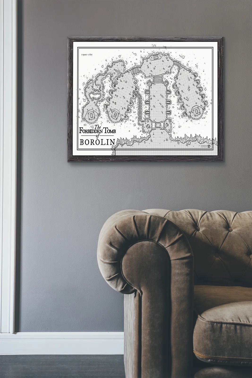 Black and white ruin map of an ancient buried structure