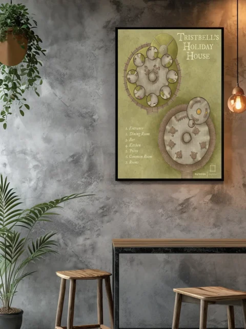 Fantasy holiday house interior with circular room layout