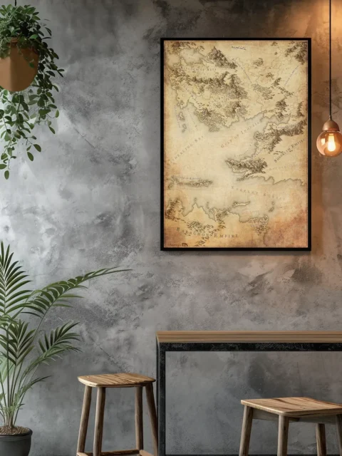 Political fantasy region map depicting borders and major realms