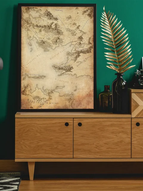 Large-scale fantasy world region with labeled territories and terrain