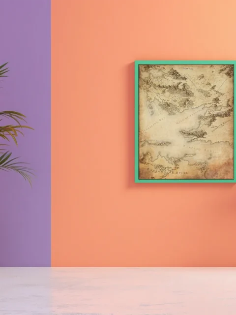 Illustrated fantasy map of Western Char an Tyra and surrounding seas