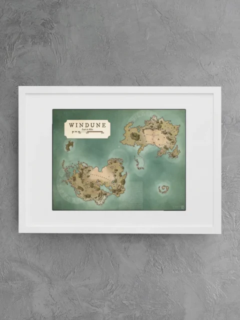 Global fantasy map featuring multiple landmasses