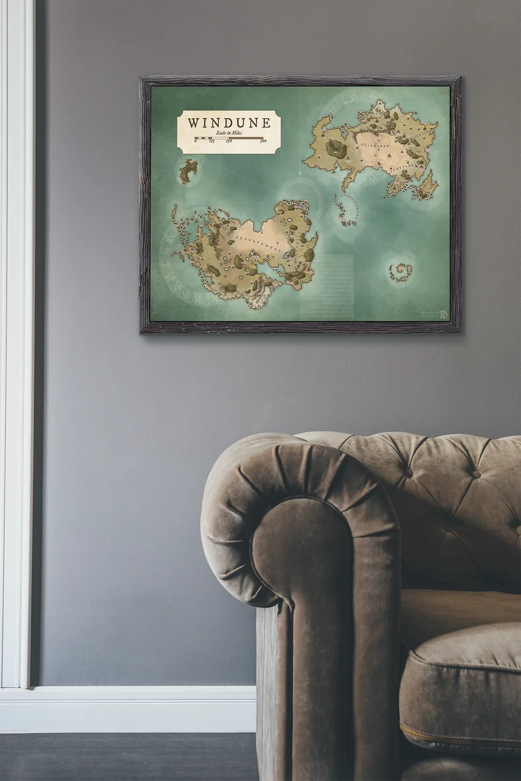 Large-scale world map designed for exploration campaigns