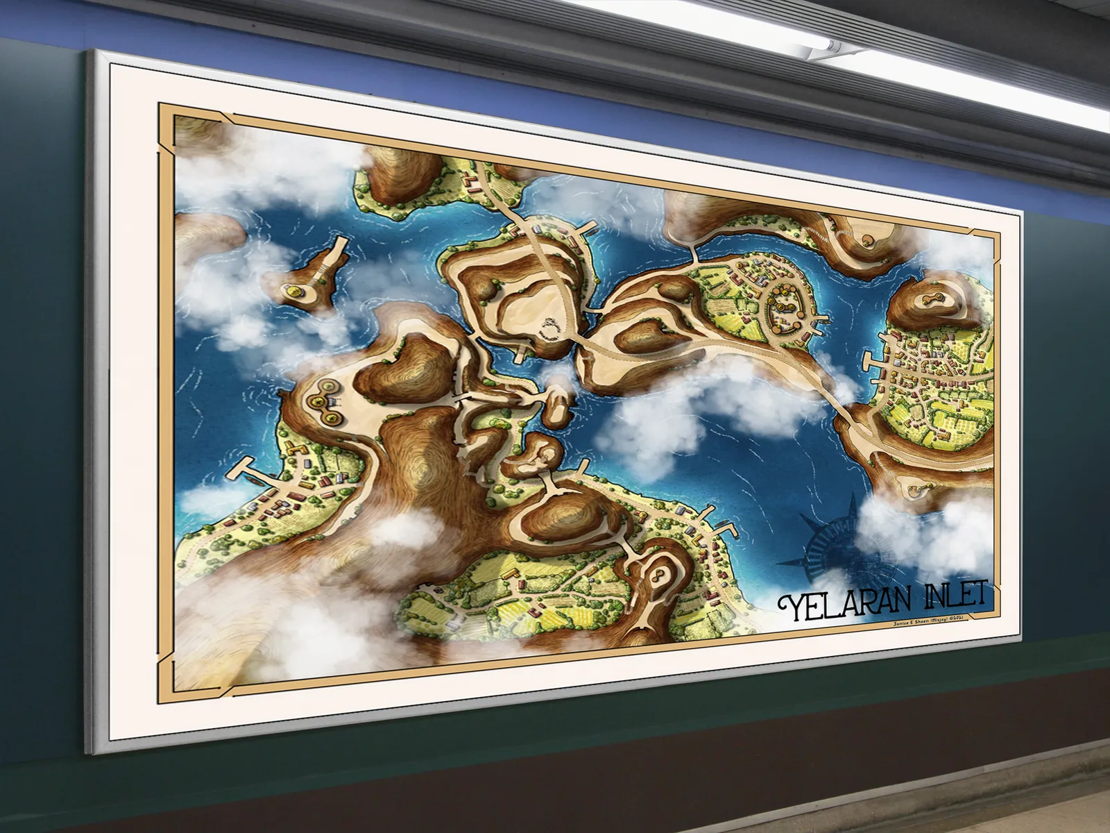 Overhead view of Yelaran Inlet coastal map and settlements