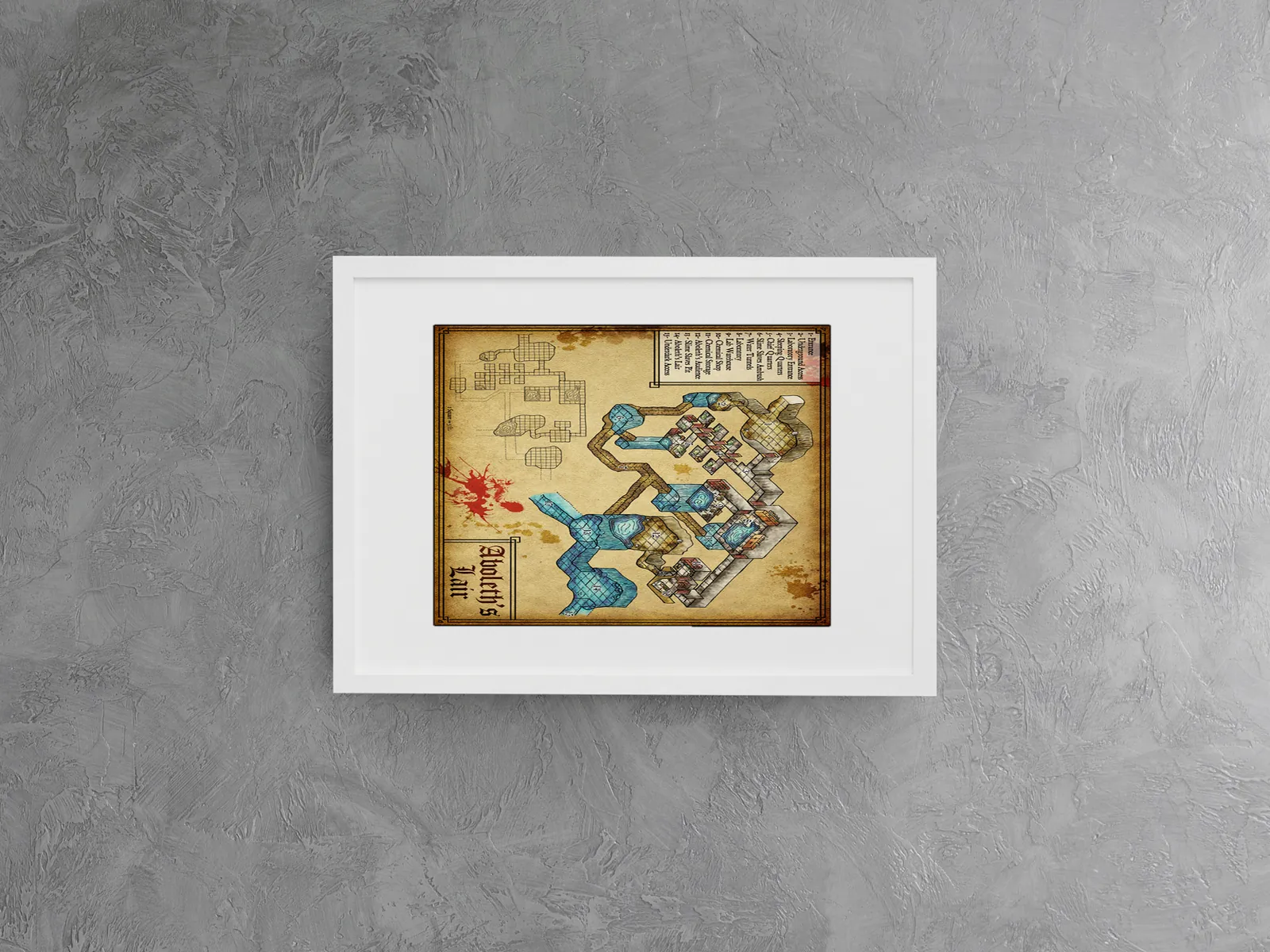 Isometric subterranean chambers with water features