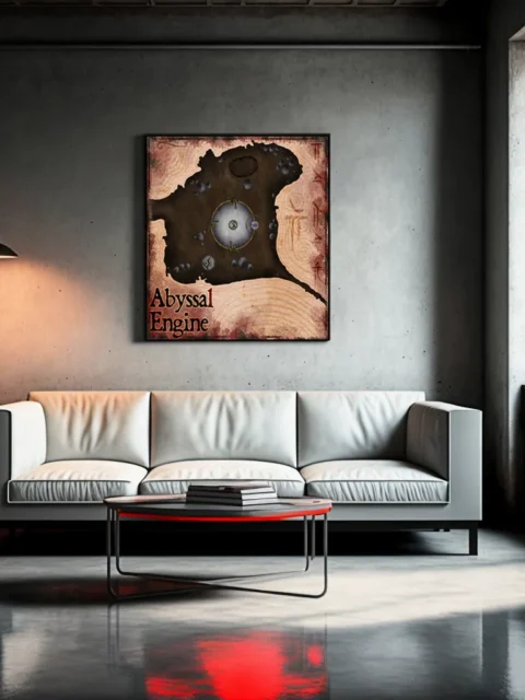Abyssal Engine fantasy wall art with central engine core