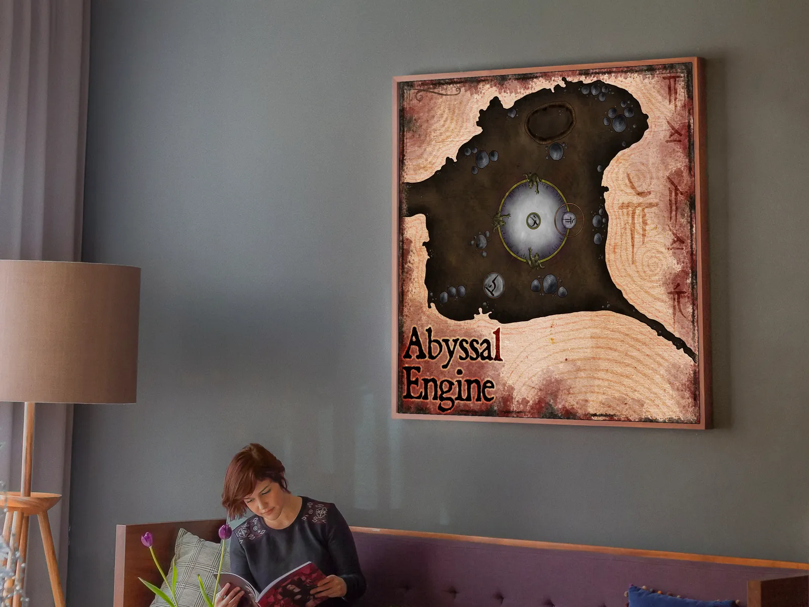 Top-down ritual site with arcane markings