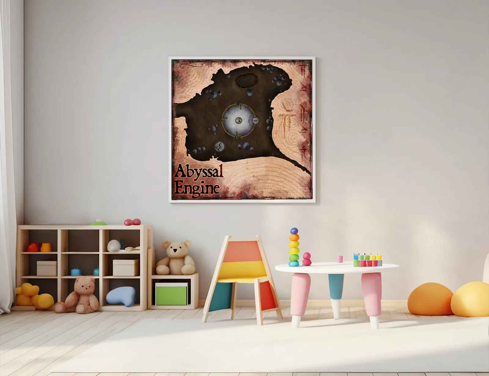 Dark arcane chamber with circular focal design