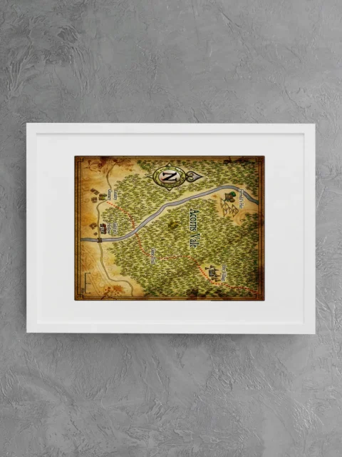 Acorns Vale map canvas art print with named landmarks