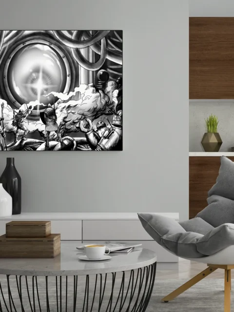 Warriors raise blades in smoky hall