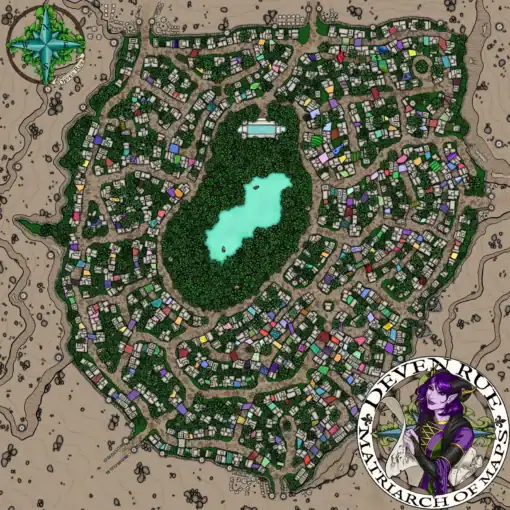 Arradyn City Map Canvas - Deven Rue Fantasy Cartography