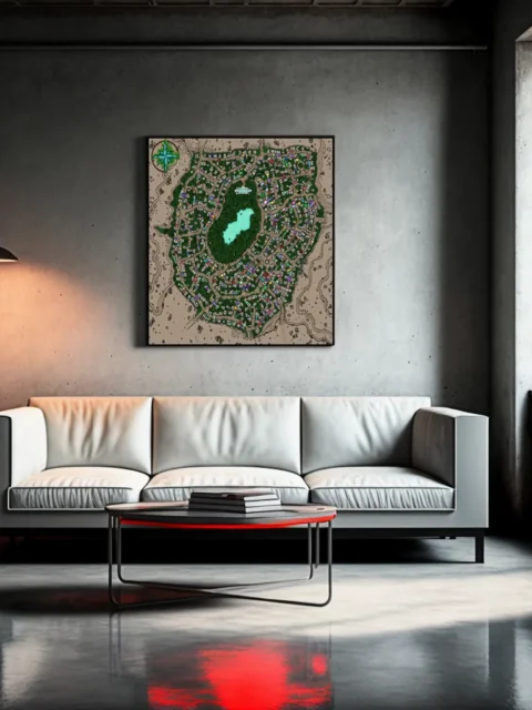 Arradyn City Map fantasy map canvas art detail