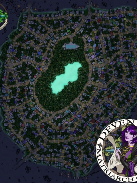 Arradyn City Map night fantasy map canvas art overview