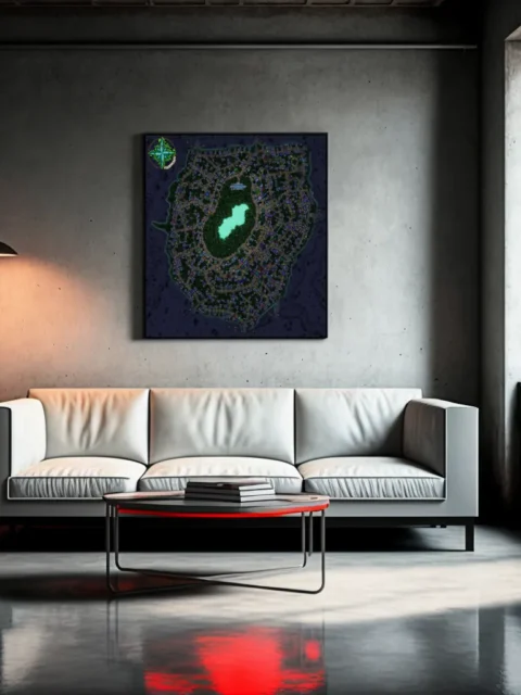 Arradyn City Map night fantasy map canvas art lighting