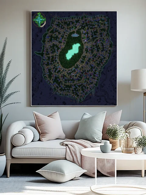 Arradyn City Map night fantasy map canvas art districts