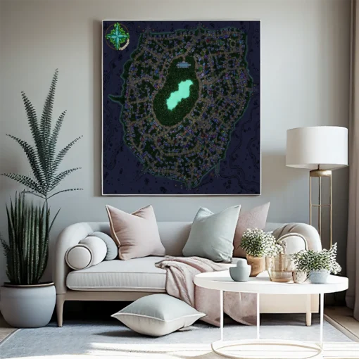 Arradyn City Map night fantasy map canvas art districts