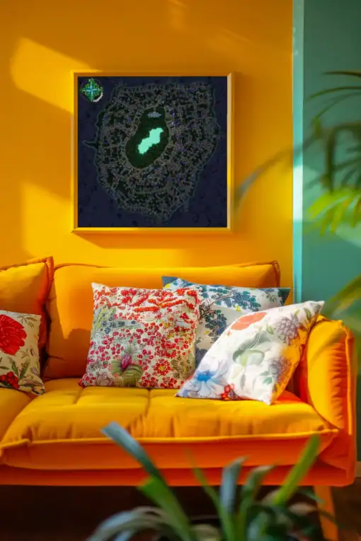 Arradyn City Night Map Canvas - Deven Rue Fantasy Art