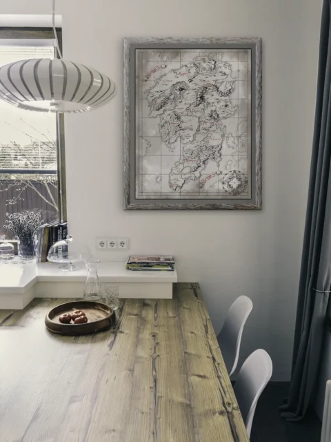 Ayon Map fantasy world canvas art detail