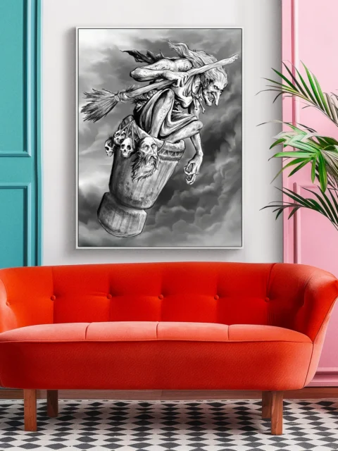 Skulls lashed to a massive mortar-shaped vessel