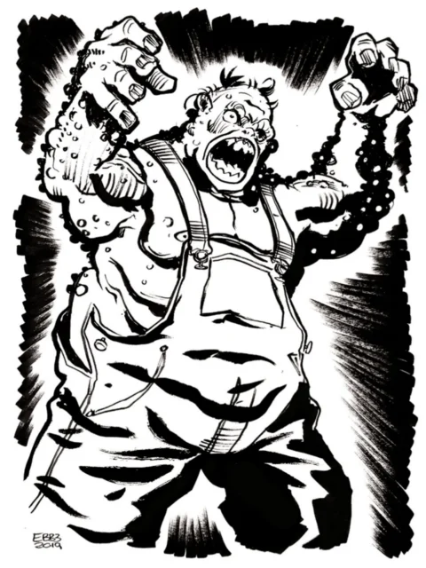 Big Erl Crater Mutant fantasy canvas artwork with roaring figure