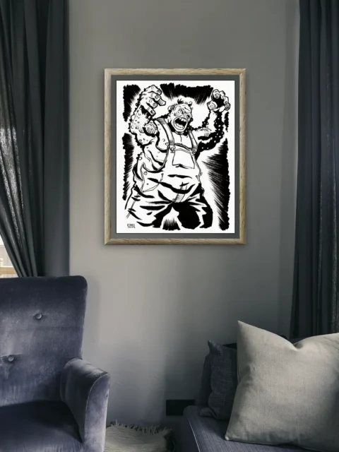 Big Erl Crater Mutant fantasy canvas artwork showing raised fists