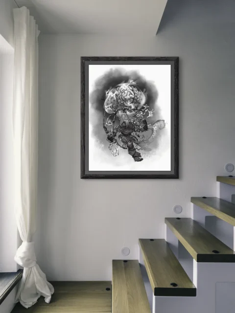 Alien warrior form with exaggerated intellect and power