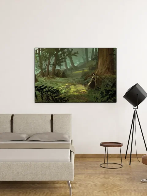 Bugbears fantasy illustration in shadowed forest clearing