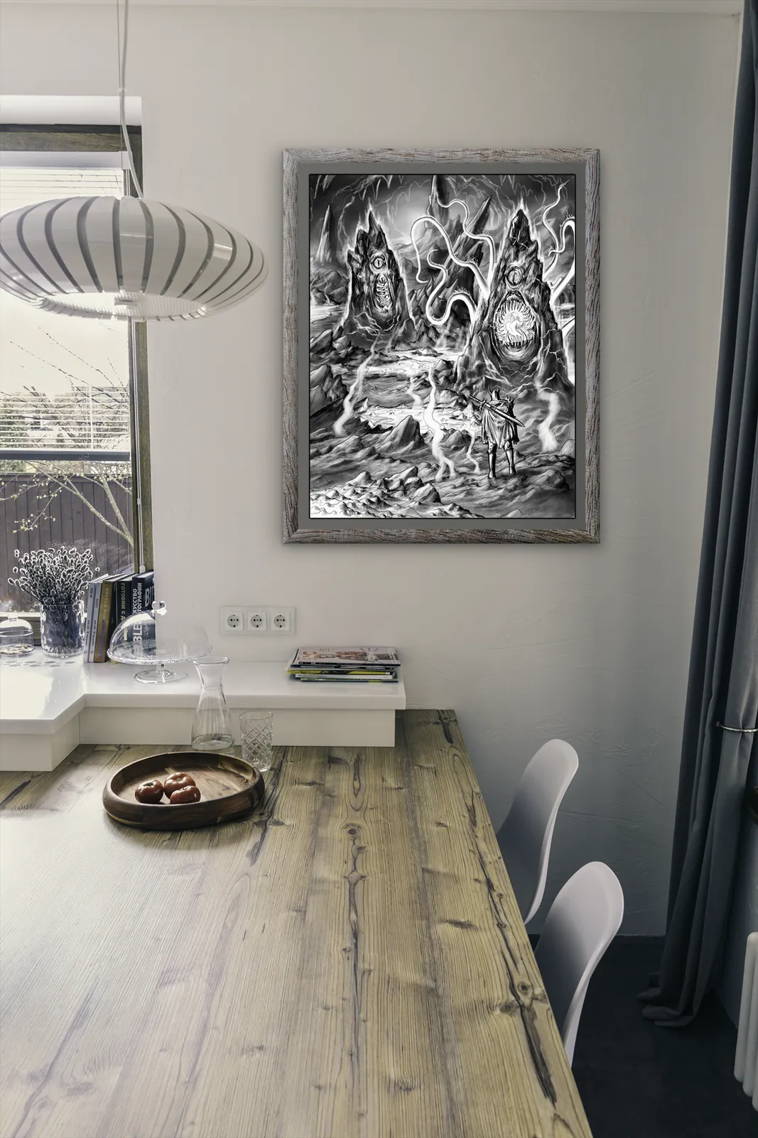 Cinder Ropers fine art canvas in dramatic monochrome tones