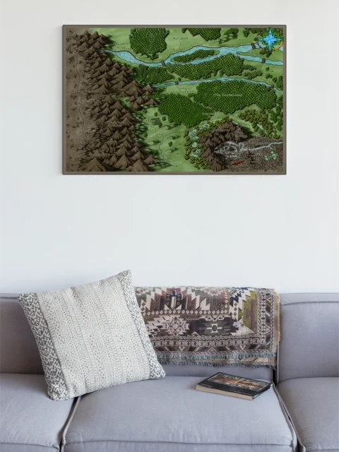 Corvail Map fantasy regional canvas art depicting a connected landscape