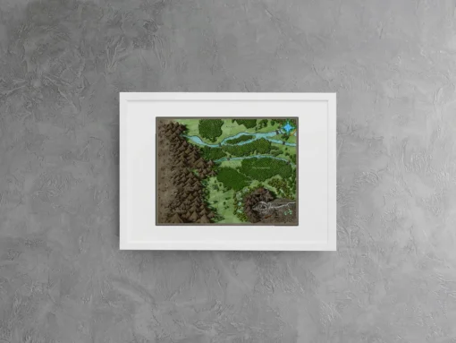 Hand drawn fantasy terrain with labeled locations