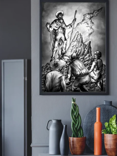 Group of mutants assembled around a rocky rise