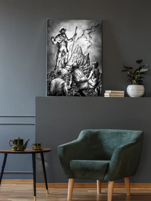 Dark fantasy scene focused on survival and control