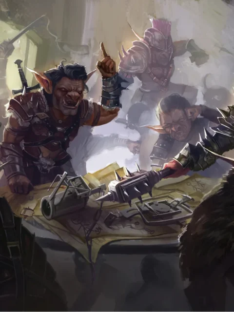 Designing Traps fantasy environment artwork with bugbear tacticians