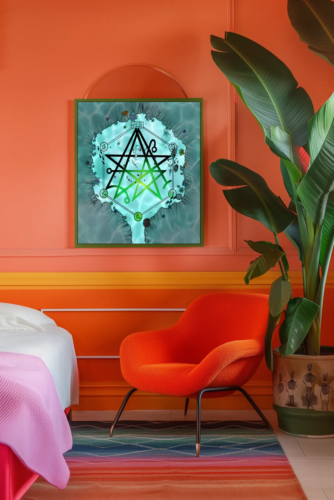 Geometric sigils crossing a discovering gate battle map canvas