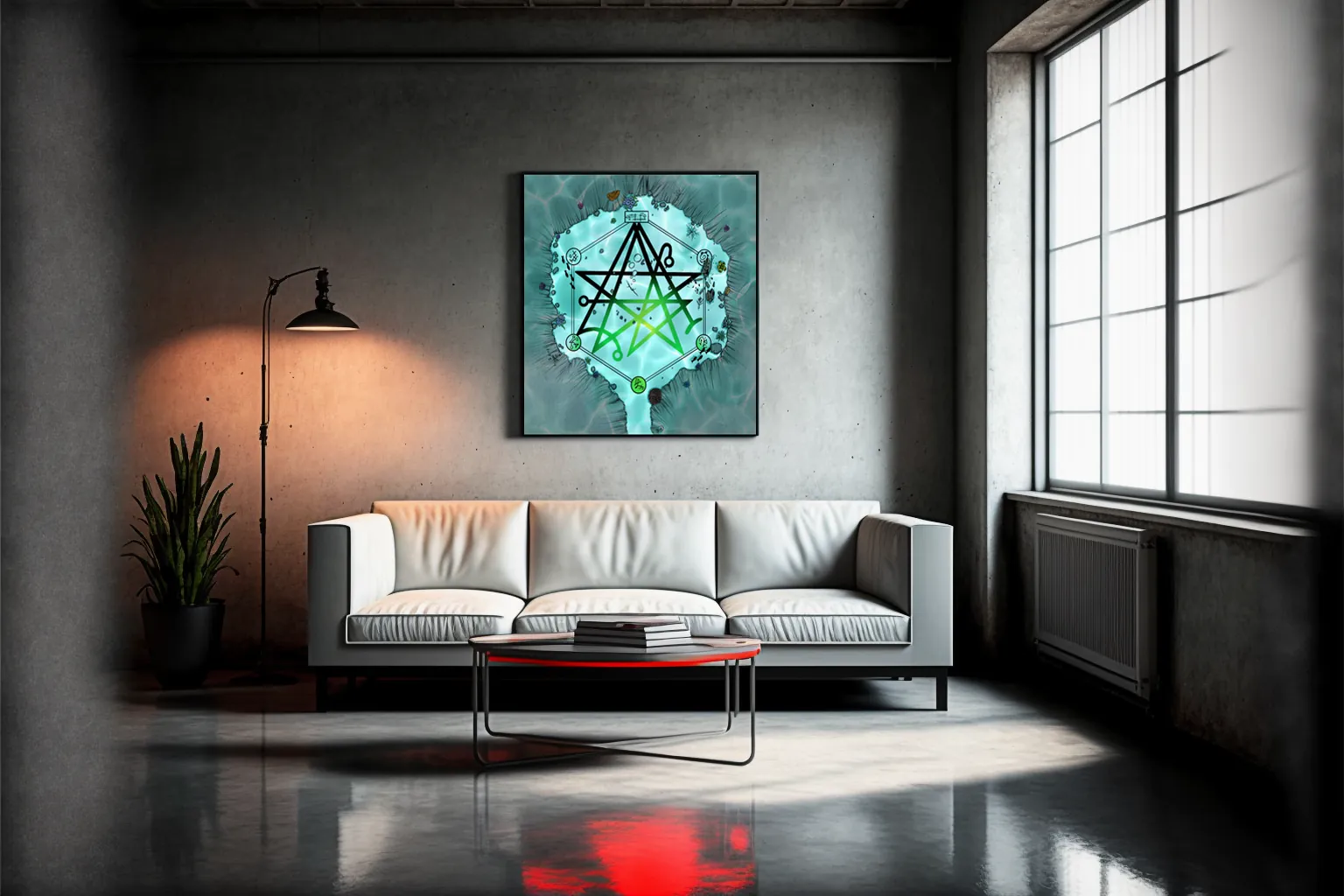 Glowing pool beneath a discovering gate battle map canvas