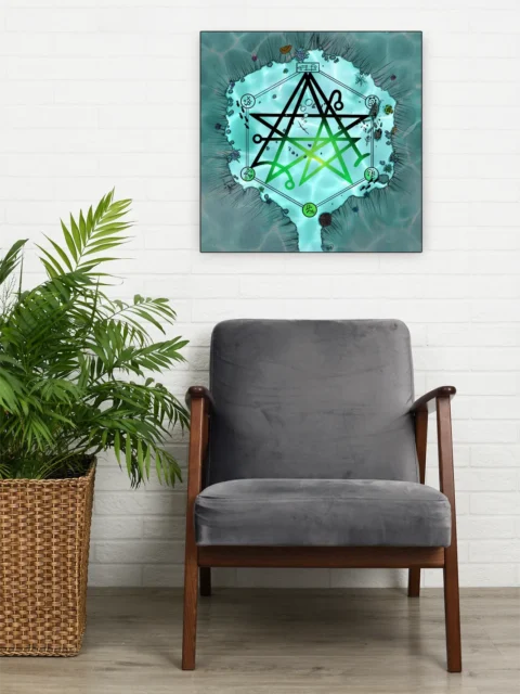 Fantasy ritual site with luminous geometry