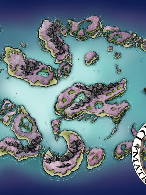 Volcanic archipelago forming a dragon isles map canvas art