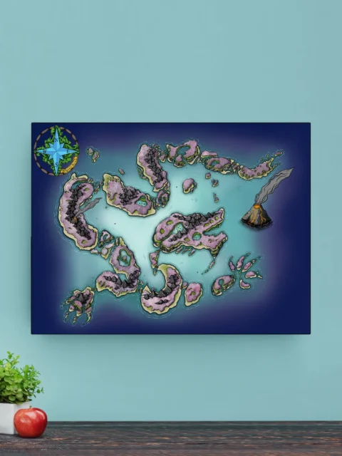 Island chain layout of a dragon isles map canvas art