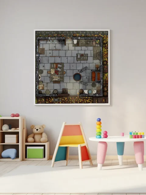 Stone workshop interior with arranged tools