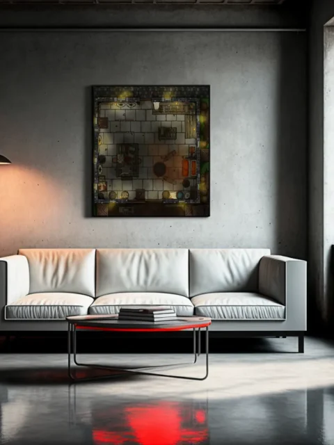 Stone workshop shown in Dueling Anvils Summer Night Forge Interior Art