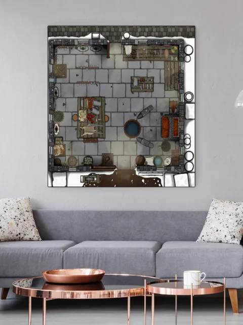 Quiet forge interior with winter atmosphere