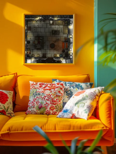 Shadowed forge layout in Dueling Anvils Winter Night Forge Interior Art