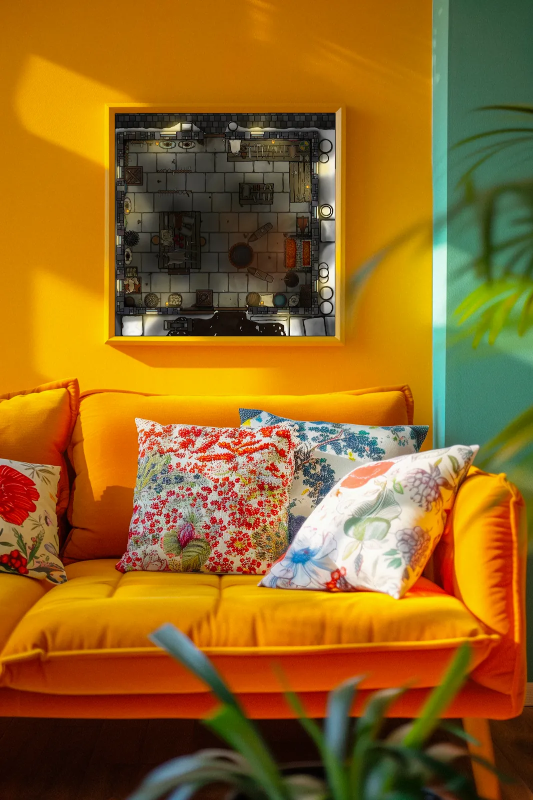 Shadowed forge layout in Dueling Anvils Winter Night Forge Interior Art