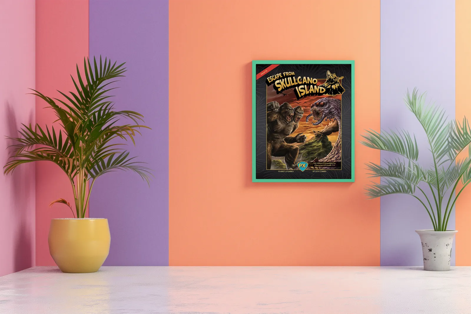 Two roaring apes beneath a red sky