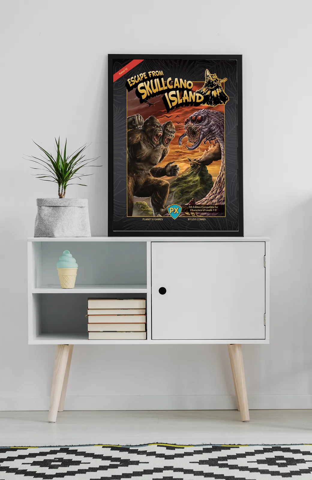 Jagged ridge and distant flying shapes