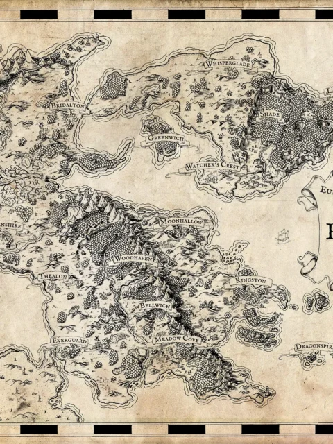 Euphoros parchment regional canvas map with aged texture